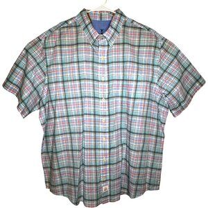 Izod Seaside Poplin Men's 2XL 100% Cotton Short Sleeve Lightweight‎ Summer Plaid